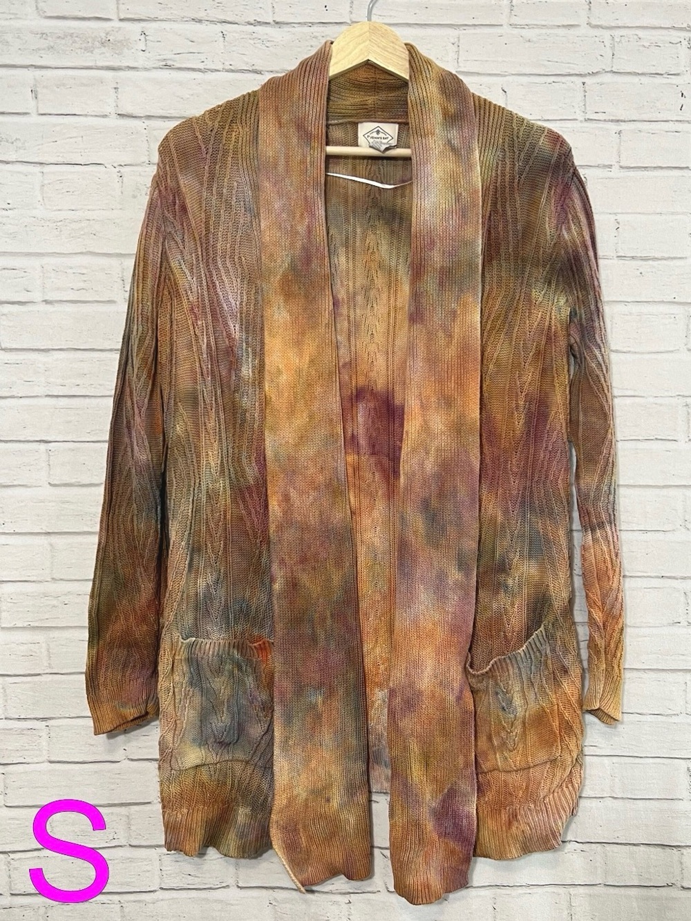 Ice dye fall color cardigan sweater NWOT